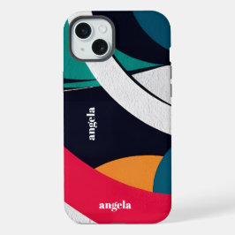 Snyggt modern abstrakt geometrisk teal, blått, röt