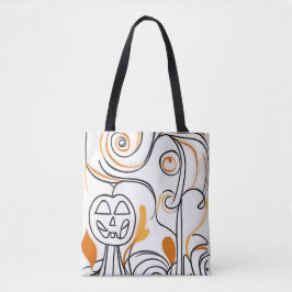 Snyggt modern abstrakt line art chic Halloween Tygkasse