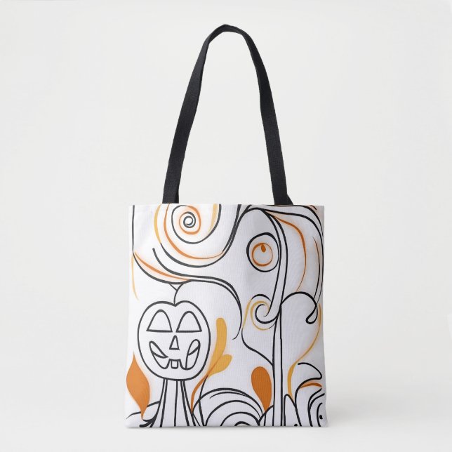 Snyggt modern abstrakt line art chic Halloween Tygkasse (Framsida)