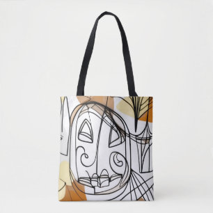 Snyggt modern abstrakt line art pumpkin Halloween Tygkasse