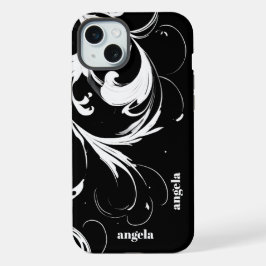 Snyggt modern abstrakt vit snurrar på svart