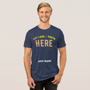 SNYGGT MODERN ANPASSADE SOLID NAVY BLUE BRAND T SHIRT