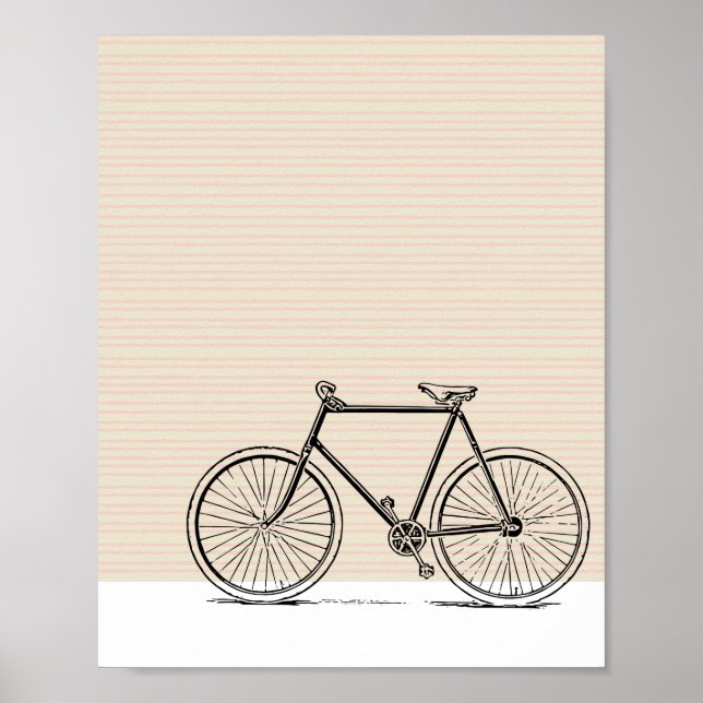 Snyggt Modern Bike Bicycle Line Art Teckning Poster (Framsidan)