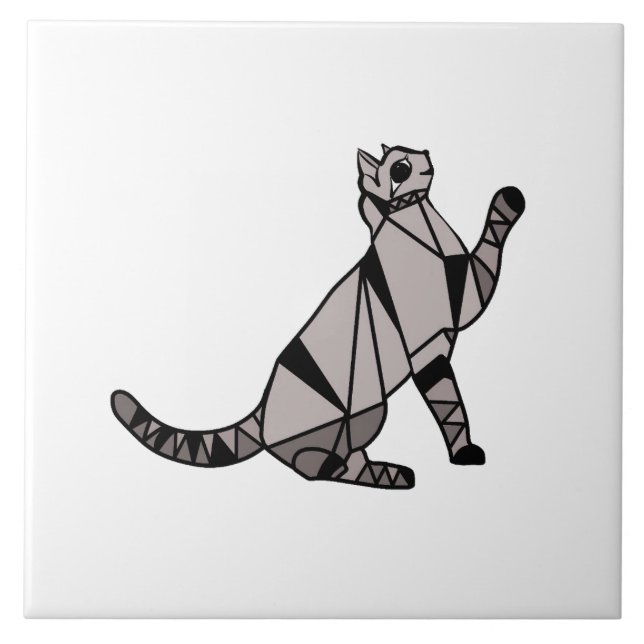 Snyggt Modern Black Graphic Cat Kakelplatta (Framsidan)