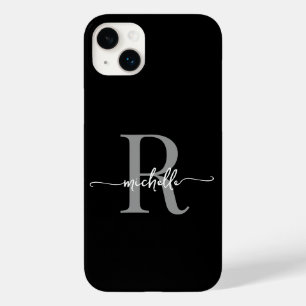 Snyggt Modern Black Grått Script Monogram Initial