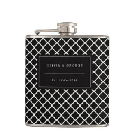 Snyggt Modern Black Ivory Quatrefoil Namn Bröllop Fickplunta