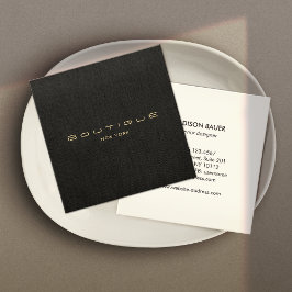 Snyggt Modern Black Linen Professionell Fyrkantigt Visitkort