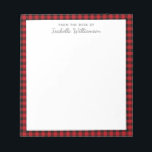 Snyggt Modern Black Red Buffalo-kontrollingång Anteckningsblock<br><div class="desc">Anteckningsblocket snyggt Modern Black and Red Buffalo Check Psted (kontroll av svart och röd buffalo)</div>