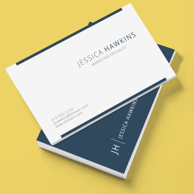 Snyggt Modern Block Indigo Navy Blue Professionell Visitkort (Skapare uppladdad)