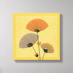 Snyggt Modern Blommigt-illustration för Mid Centu Canvastryck