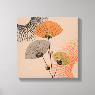 Snyggt Modern Blommigt-illustration för Mid Centur Canvastryck