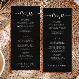 Snyggt Modern Calligraphy Black Bröllop Meny