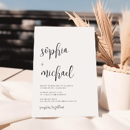 Snyggt Modern Calligraphy Black White Bröllop Inbjudningar