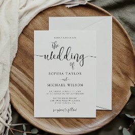 Snyggt Modern Calligraphy Black White Bröllop Inbjudningar