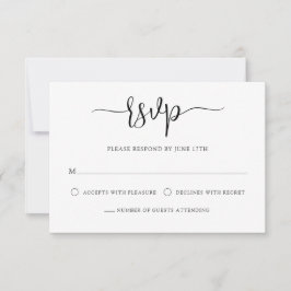 Snyggt Modern Calligraphy Black White Bröllop OSA Kort