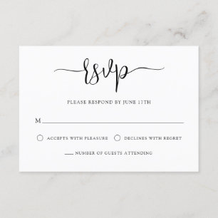Snyggt Modern Calligraphy Black White Bröllop OSA Kort