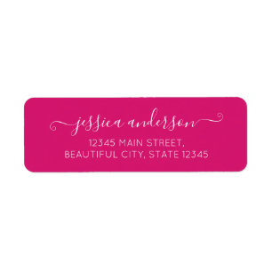 Snyggt Modern Calligraphy Script Hett Magenta Rosa Returadress Etikett