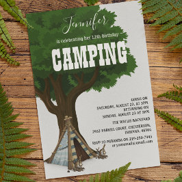 Snyggt Modern Camping Födelsedagsfest inbjudan