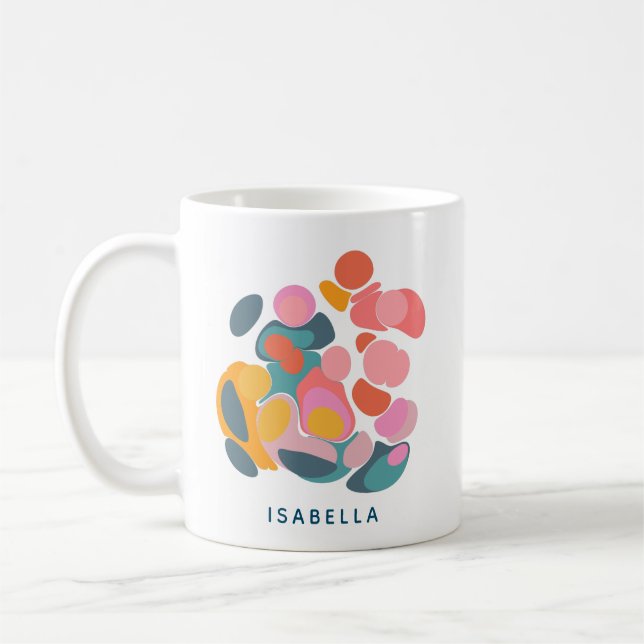 Snyggt Modern Chic Abstrakt Art Personlig Namn Kaffemugg (Vänster)