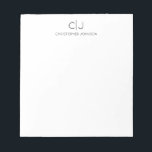 Snyggt Modern Chic - enkelt svart, enkelt, grundlä Anteckningsblock<br><div class="desc">Snyggt Modern Chic Enkel svartvit monogram-Anteckningsblock. Anpassa den med ditt monogram initialer och namn.</div>