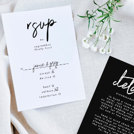 Snyggt Modern Custom Names Black White Bröllop OSA Kort