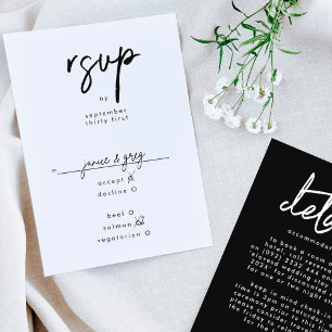 Snyggt Modern Custom Names Black White Bröllop OSA Kort