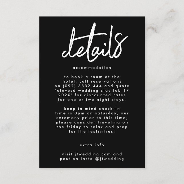 Snyggt Modern Custom Names Premium Bröllop Tilläggskort (Framsida)