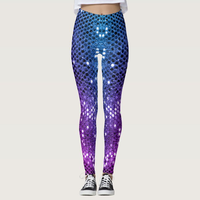 Snyggt Modern Deep Lila Sparkling Glitter Glam Leggings (Framsida)