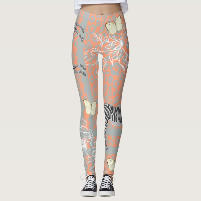Snyggt Modern Eclectic Cantaloupe-Orange Leggings (Framsida)