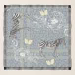 Snyggt Modern Eclectic Chic Vintage Blue Grått Sjal<br><div class="desc">Snyggten och den moderna chiffonslöjan har en chic bohemisk,  elektrisk design med zebröder,  fjärilar,  leopard-tryck och blommigt konturer i vintage blå och grått och en elegant svart och vit check i mönster gräns. Enbart designad för dig av Lycklig Dolphin Studio.</div>