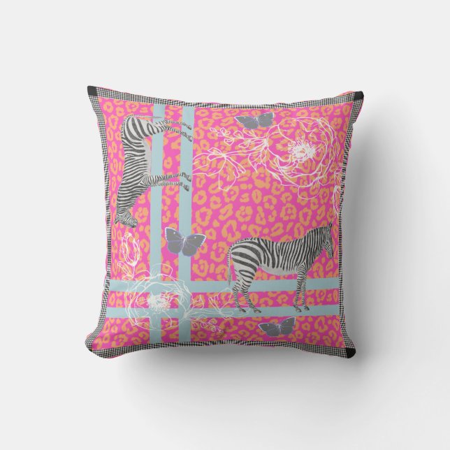 Snyggt Modern Eclectic Fluo Rosa Orange Blue Kudde (Framsida)