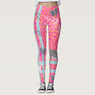 Snyggt Modern Eclectic Fluo Rosa Orange Blue Leggings