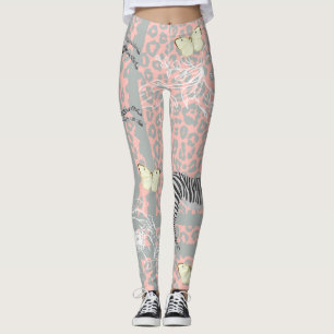 Snyggt Modern Eclectic Pastel Rosa Grått Leggings