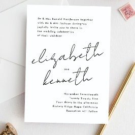 Snyggt Modern egna namn Tuxedo White Bröllop Inbjudningar