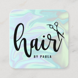 Snyggt modern elegant holografisk hårstilist fyrkantigt visitkort