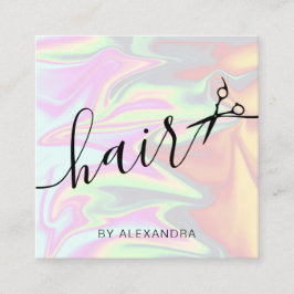 Snyggt modern elegant holografisk hårstylist fyrkantigt visitkort