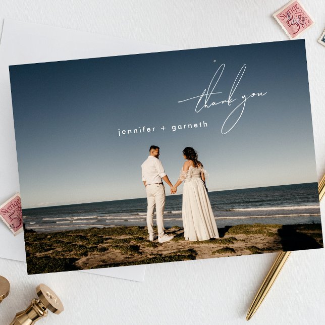 Snyggt Modern Elegant Photo Tack Kort (Skapare uppladdad)