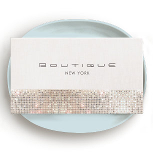 Snyggt Modern Faux Sequins och Beige Linen Visitkort