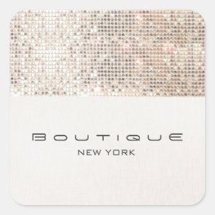 Snyggt Modern FAUX Silver Sequins Fyrkantigt Klistermärke