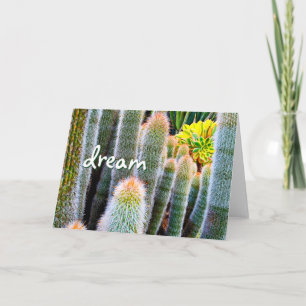 Snyggt Modern Fuzzy Grönt Cactus Dream Script Kort