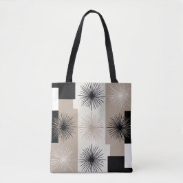 Snyggt Modern Geometric Beige Black Starburst Tygkasse