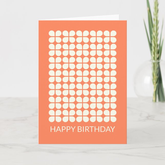 Snyggt Modern Geometric Botanical Orange Birthday Kort (Framsida)