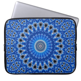 Snyggt Modern Geometric Mönster Blue Black Grått Laptop Fodral