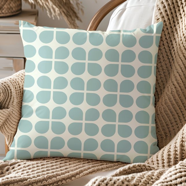 Snyggt Modern Geometric Mönster i Blek Blue Grått Kudde (Skapare uppladdad)