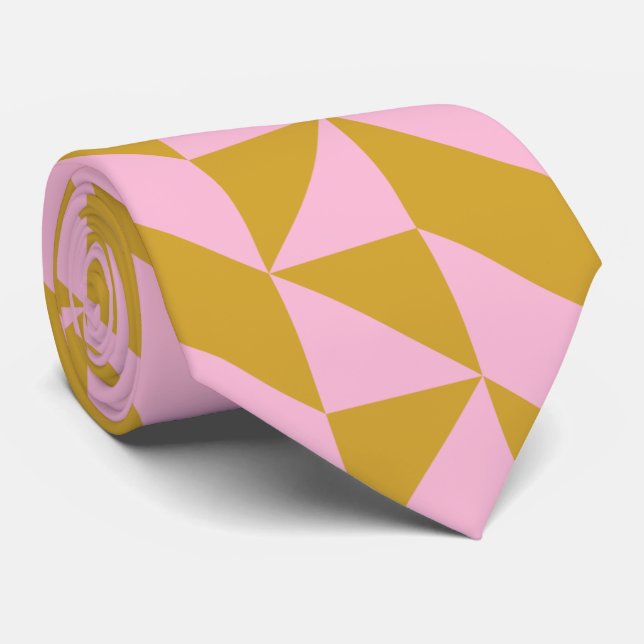 Snyggt Modern geometrisk Rosa och Guld Mönster Slips (Rullad)