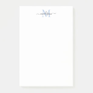 Snyggt Modern Girly Script Monogram Dusty Blue Post-it Block