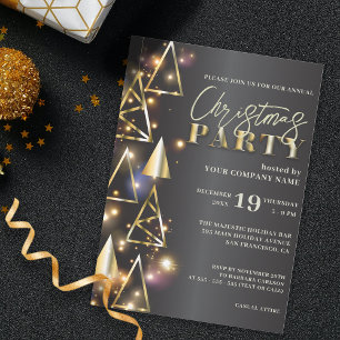 Snyggt Modern Guld Black Business, jul, Party Inbjudningar