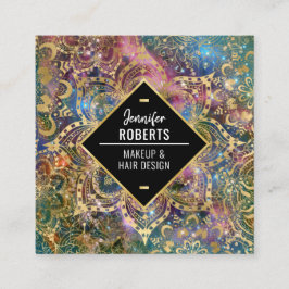 Snyggt Modern Guld Mandala Elegant Fyrkantigt Visitkort