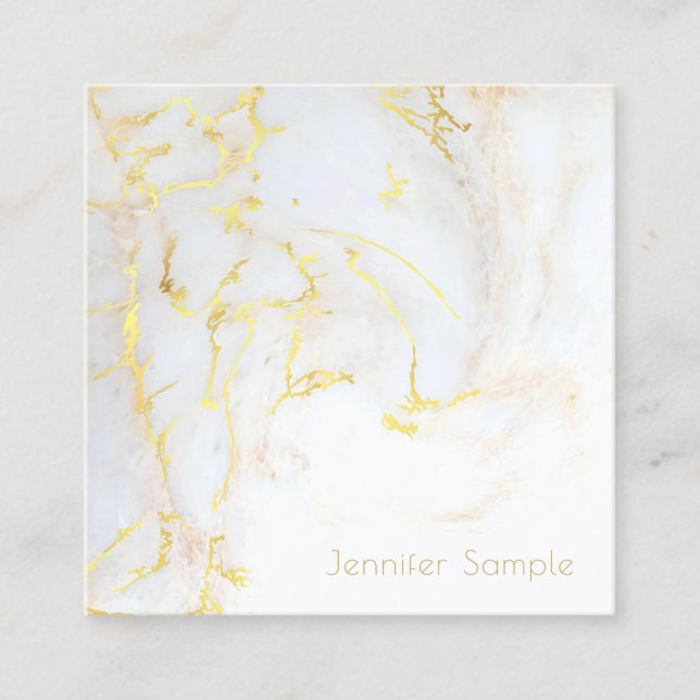 Snyggt Modern Guld Marble Professionell Elegant Fyrkantigt Visitkort (Framsida)