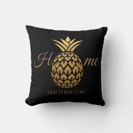 Snyggt Modern Guld Pineapple Black Home Kudde